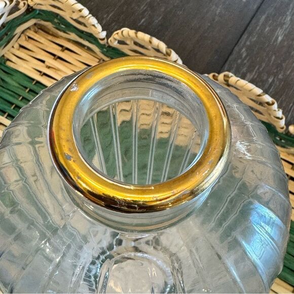 HEARTH & HAND NWT fluted clear glass bud vase with gold rim -9” - Picture 4 of 5